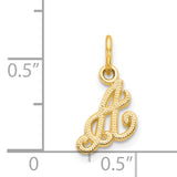 14KY Script Letter A Initial Charm