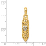 14K w/ White Rhodium Mezuzah W/Shin Charm