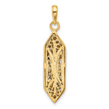 14K w/ White Rhodium Mezuzah W/Shin Charm