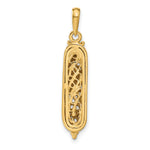 14K w/ White Rhodium 3D Mezuzah W/Shin Charm