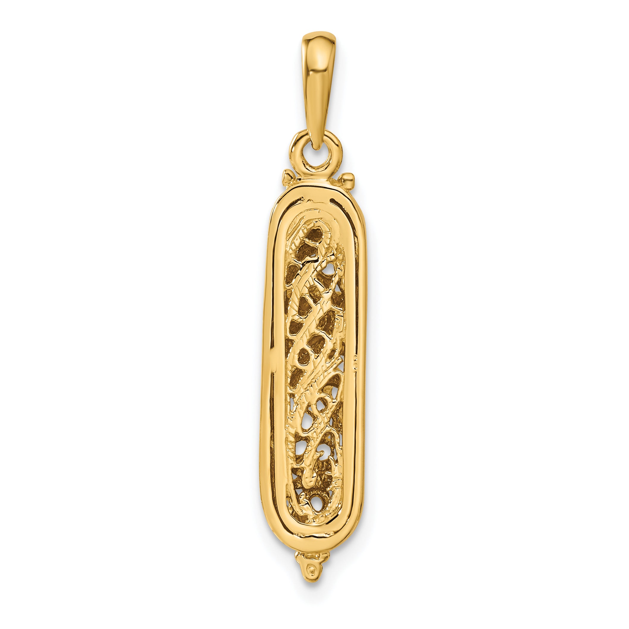 14K w/ White Rhodium 3D Mezuzah W/Shin Charm