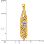 14K w/ White Rhodium 3D Mezuzah W/Shin Charm