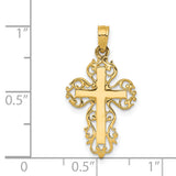 14k Polished Filigree Cross Charm