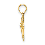 14k Tiny Budded Cross Charm