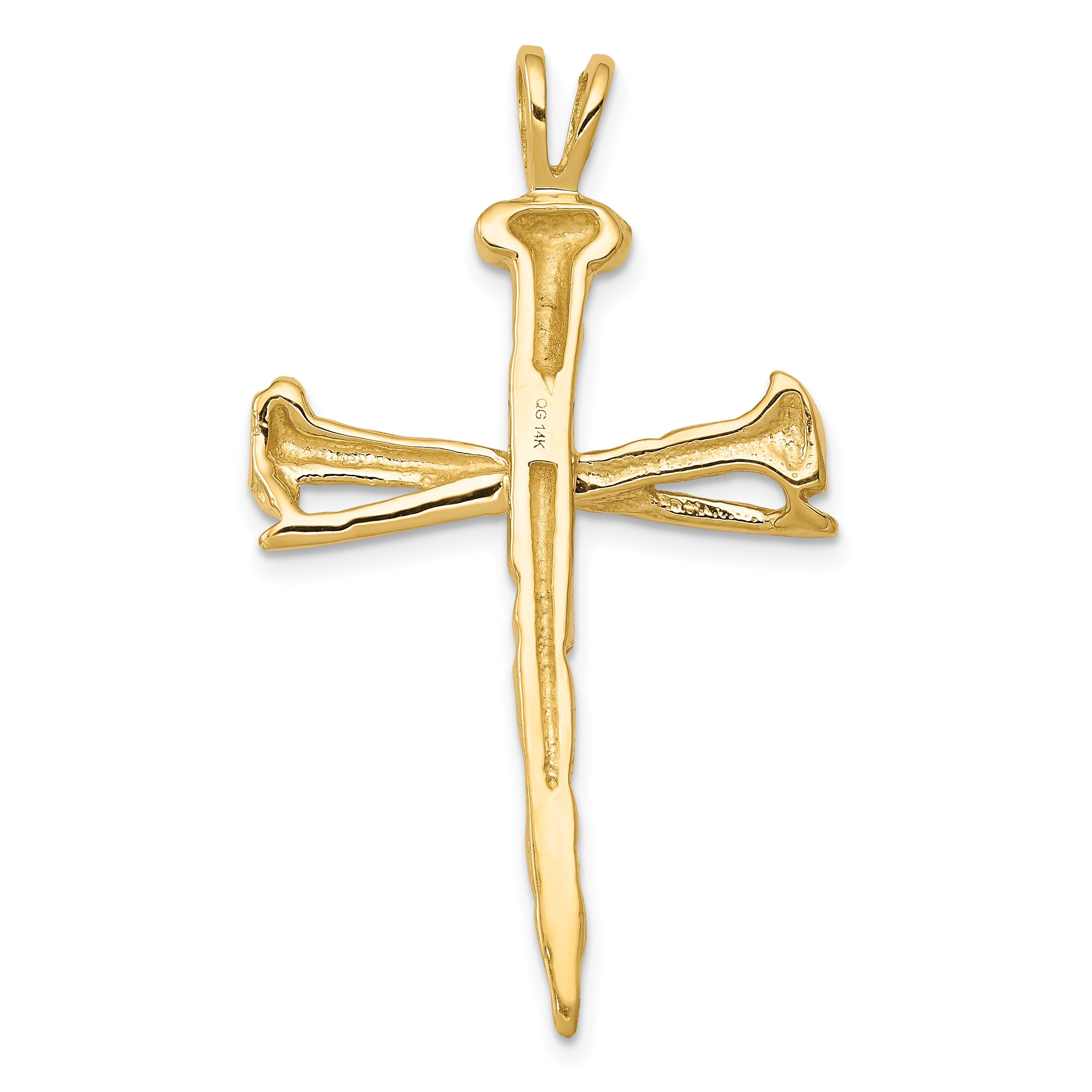 14K Polished Nail Cross Charm