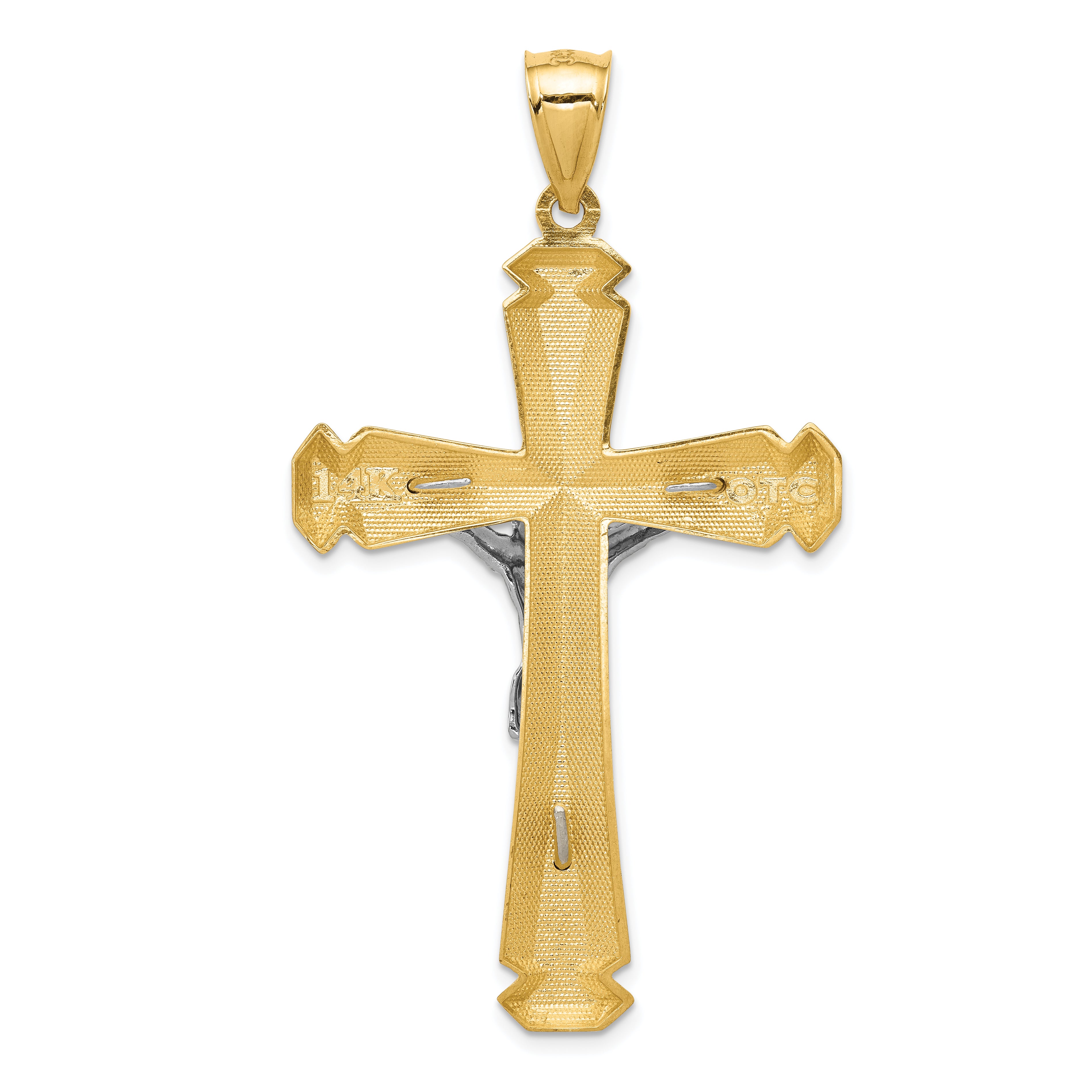 14k Polished Two-tone Crucifix Pendant