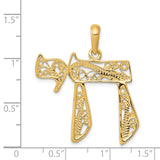 14k Filigree Chai Pendant