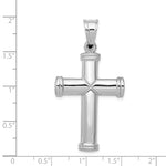 14k White Gold Hollow Cross Pendant