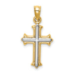 14k w/Rhodium Reversible Hollow Cross Pendant