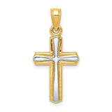 14k w/Rhodium Cross Pendant