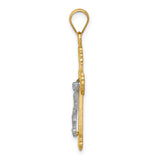 14K Two-tone Diamond-cut Crucifix Pendant