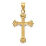 14K Two-tone Diamond-cut Crucifix Pendant