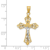 14K Two-tone Crucifix Pendant