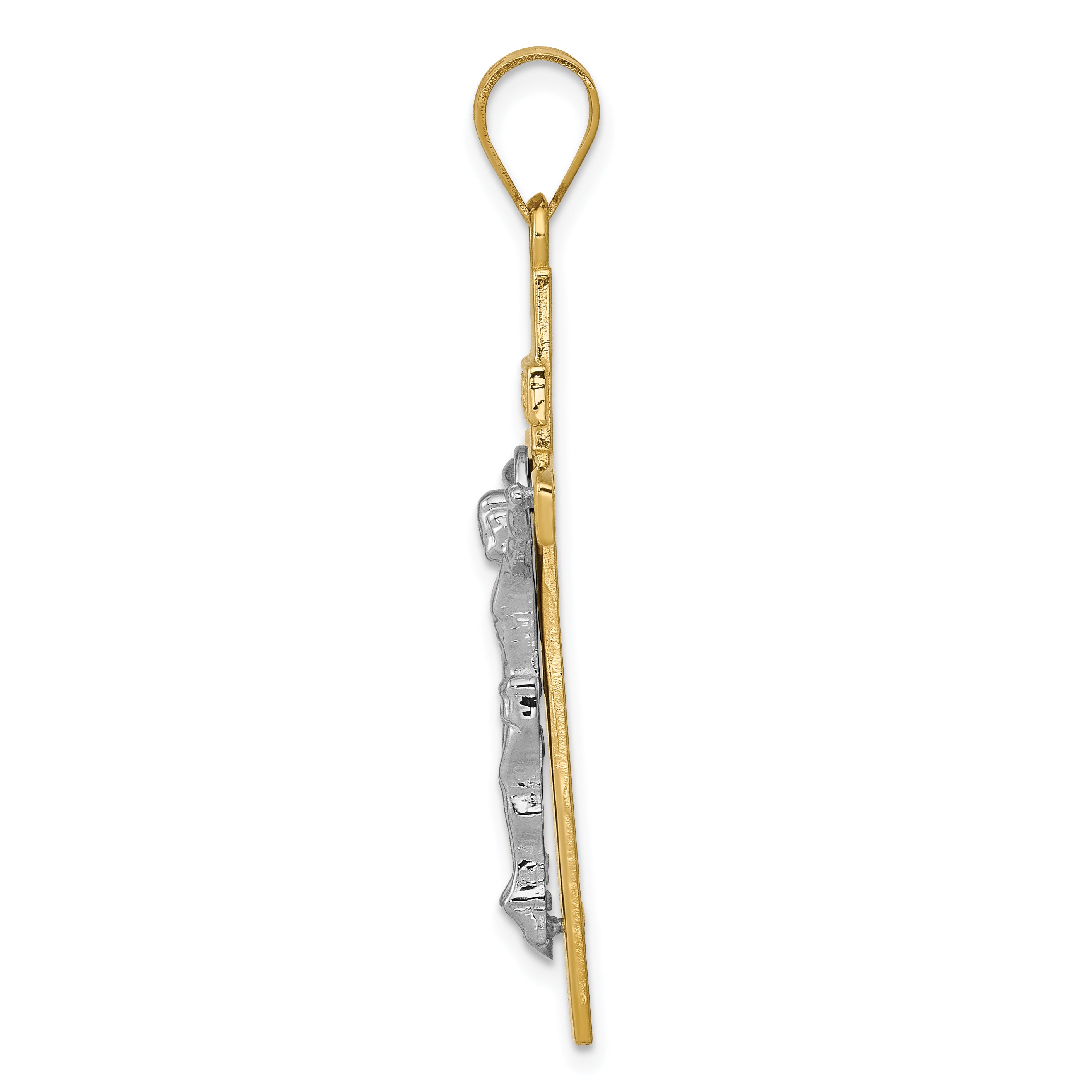 14K Two-tone INRI Crucifix Pendant
