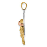 14K Tri-color Diamond-cut Christ Charm