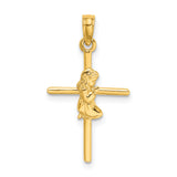 14k Praying Girl Cross Charm