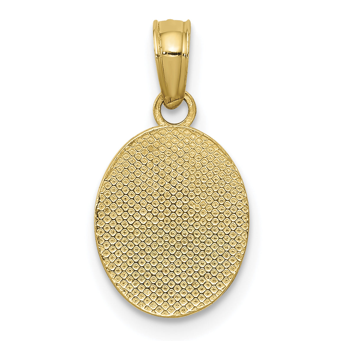 14k Polished Small Fleur De Lis in Oval Pendant