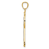 14K w/Rhodium Diamond Cut Cross Pendant
