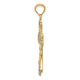 14K w/Rhodium Reversible Cross Pendant