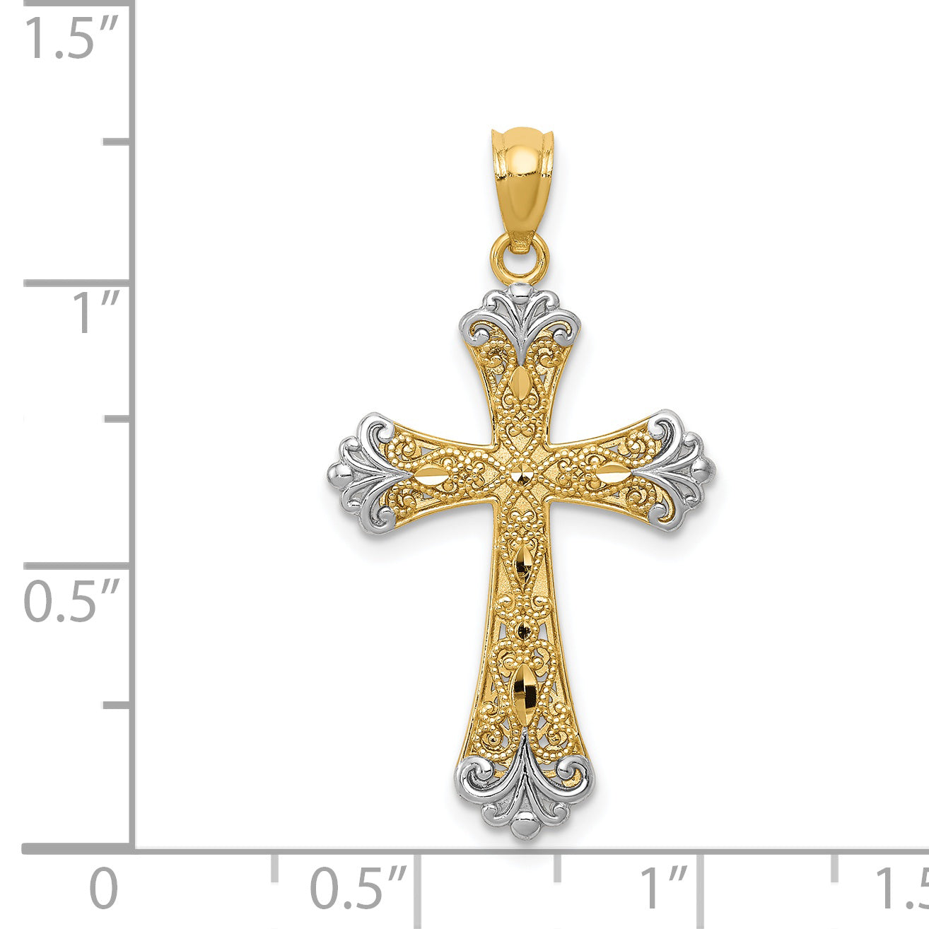 14K w/Rhodium Reversible Cross Pendant
