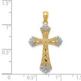 14K w/Rhodium Reversible Cross Pendant