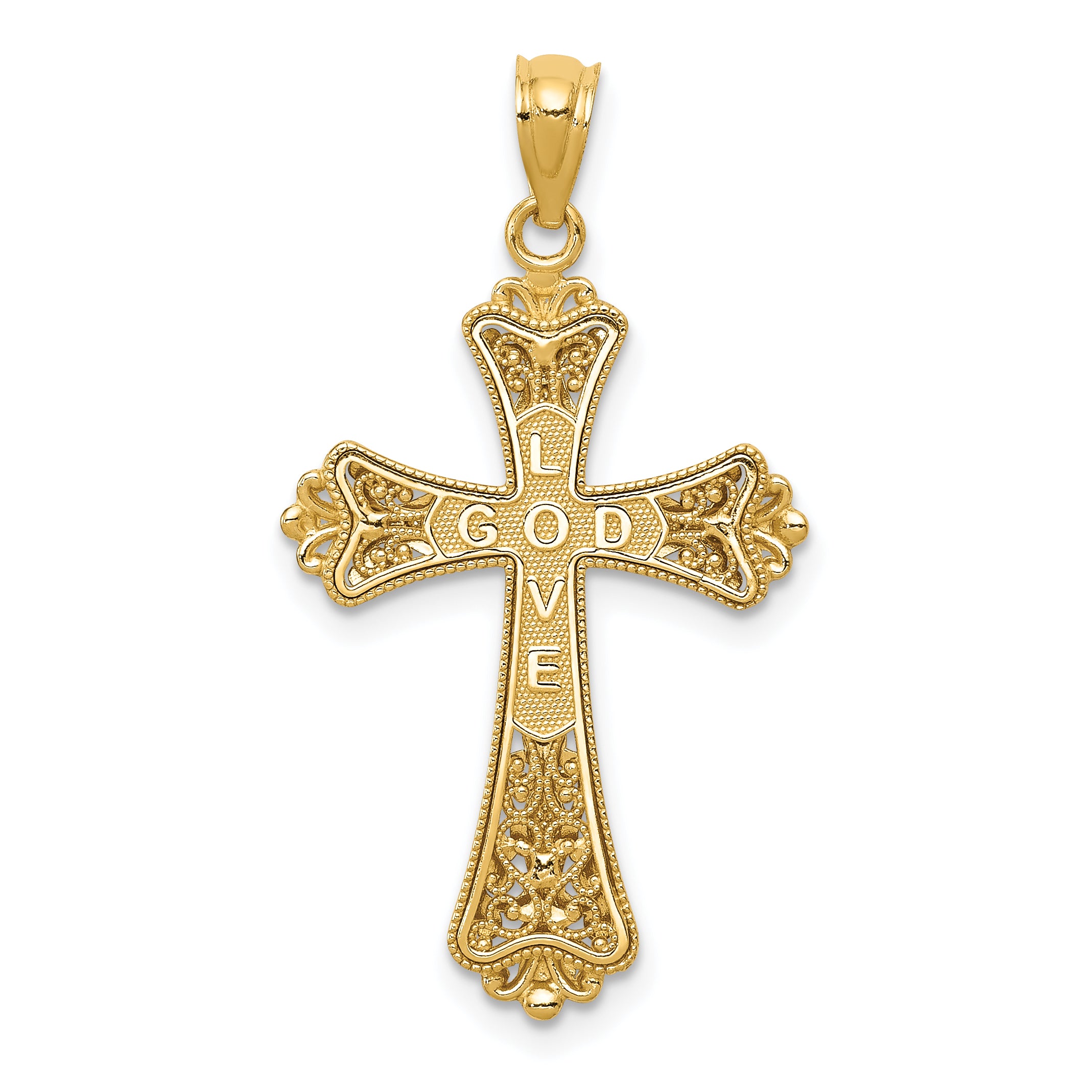 14K w/Rhodium Reversible Cross Pendant