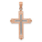 14K Rose Gold w/Rhodium Diamond-Cut Cross Pendant