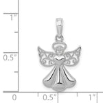 14K White Gold Polished/Textured Guardian Angel Heart Pendant