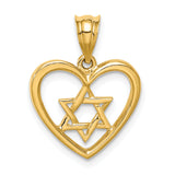 14K Polished Star of David in Heart Pendant
