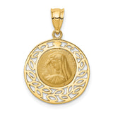 14K Brushed & Polished Virgin Mary Pendant