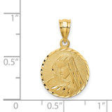 14K Brushed Diamond-Cut Virgin Mary Pendant