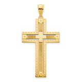 14k Fancy Sandblasted Cross Pendant