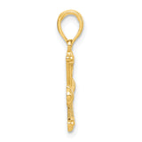 14k Polished and Texture Cross Pendant