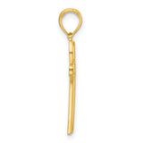 14k Polished Floral Cross Pendant