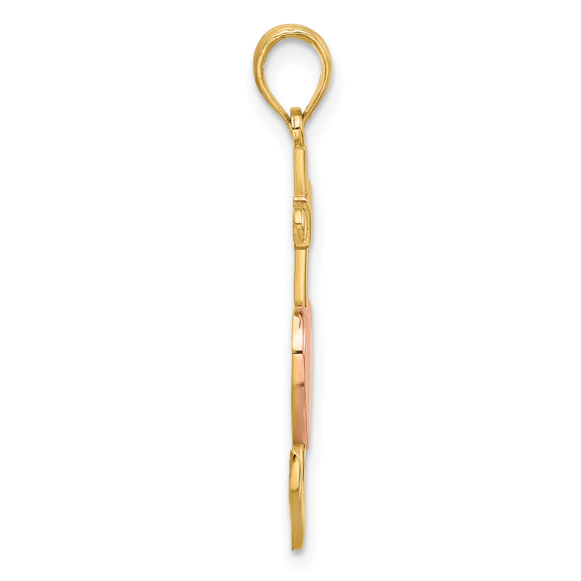14k w/Rose Rhodium Fancy Anchor and Heart Charm