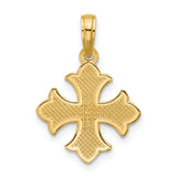 14K Polished Beaded  Fleur de Lis Cross Pendant