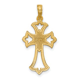 14K Polished Fleur De Lis Cross Pendant