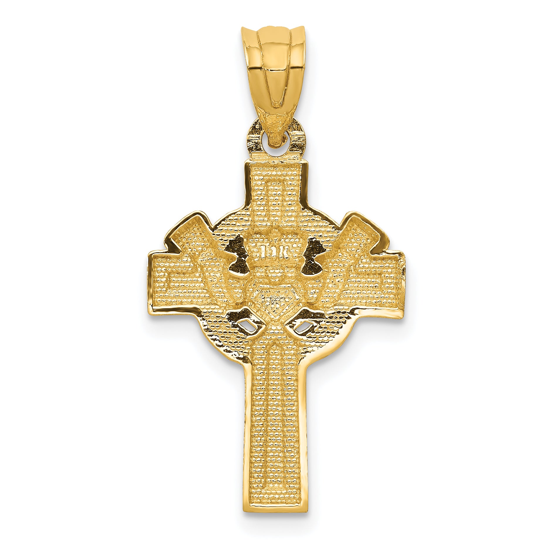 14ky and Rhodium Accent Claddagh Cross Pendant