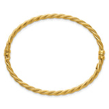 14K Polished and Textured Twisted Hinged Bangle
