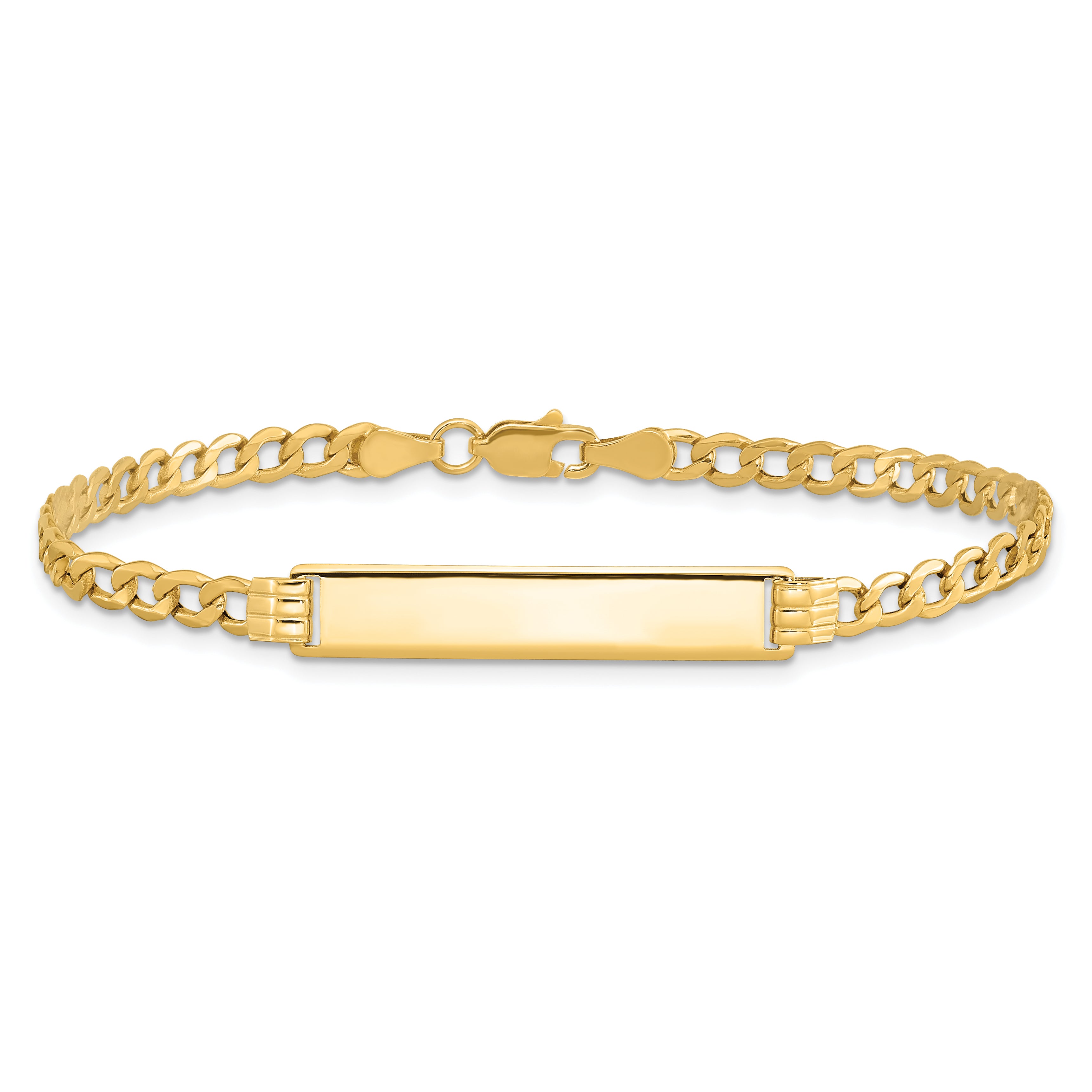 14k Semi-Solid Polished Cuban ID Bracelet