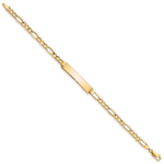 14k Semi-solid Figaro ID Bracelet