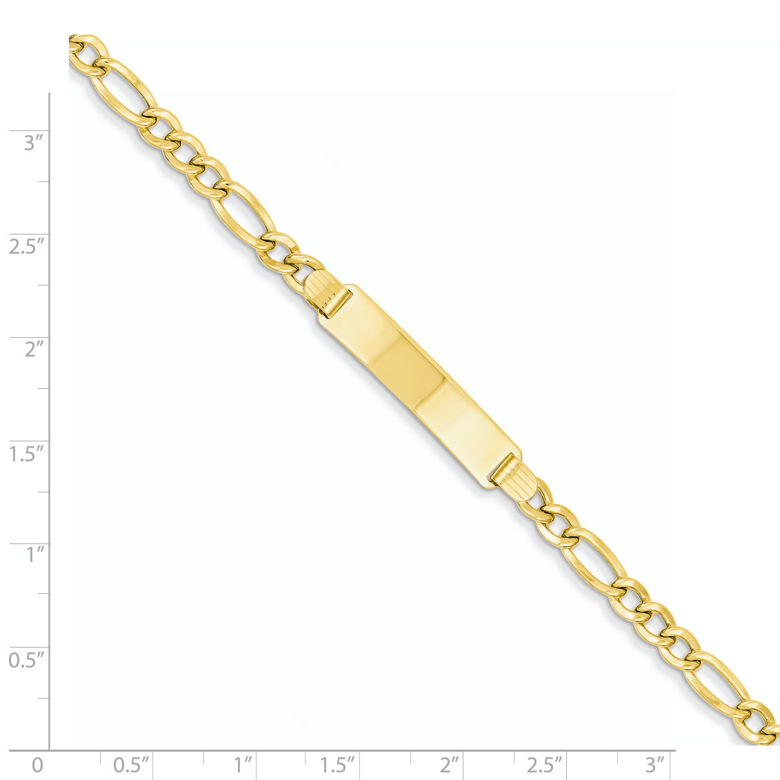 14k Semi-solid Figaro ID Bracelet