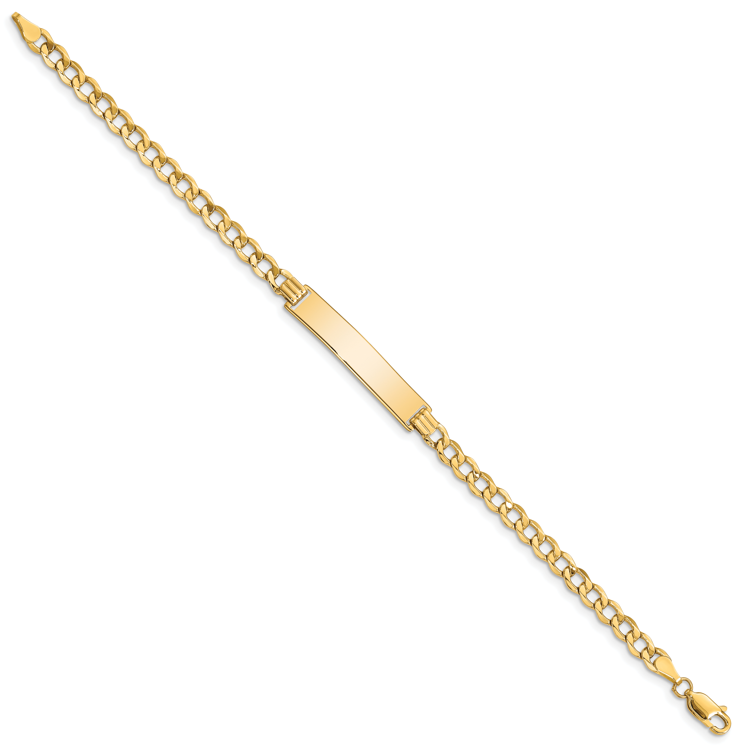 14k Semi-solid Curb Link 6.75in Id Bracelet