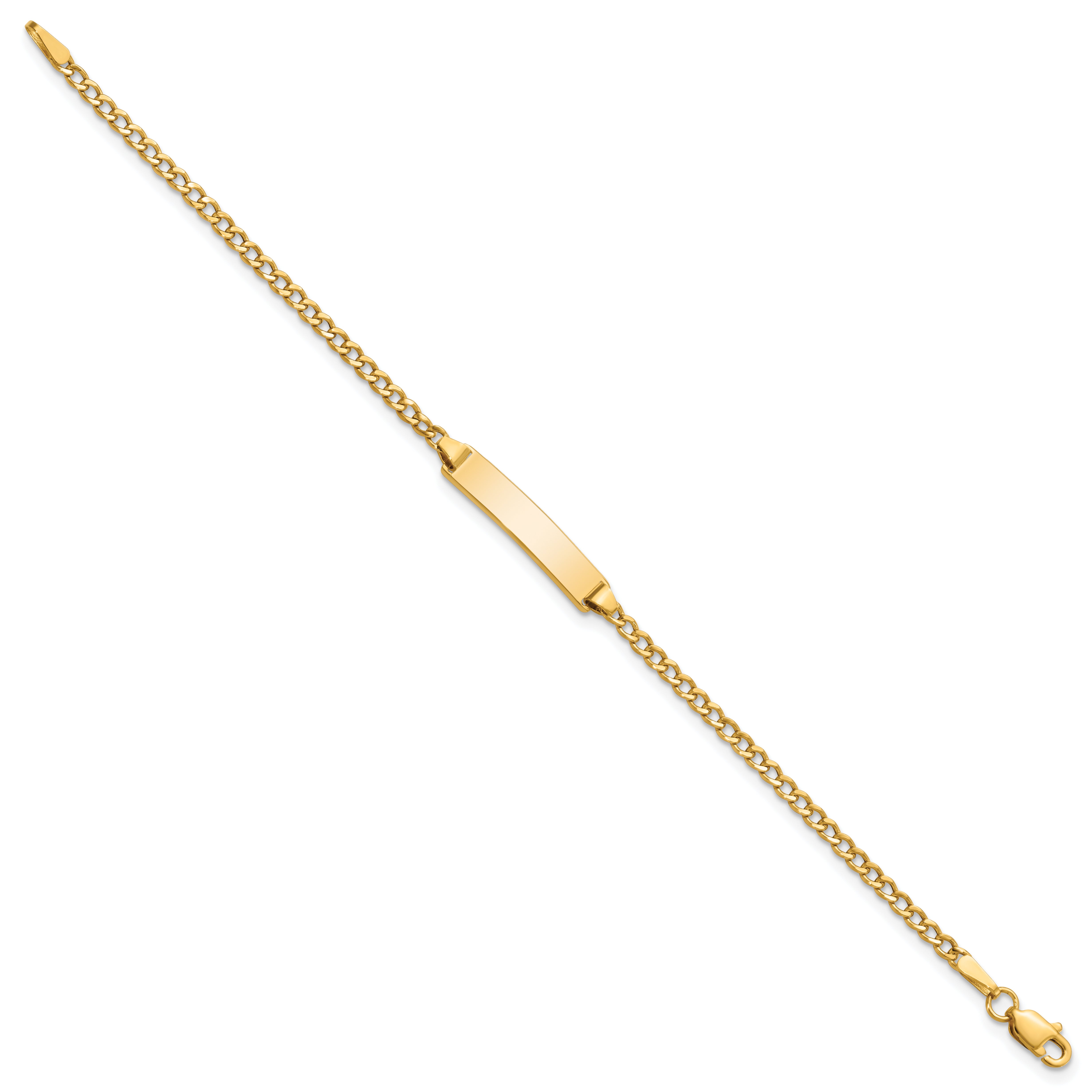 14k Semi-Solid Polished Cuban ID Bracelet
