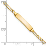 14k Semi-Solid Polished Figaro ID Bracelet