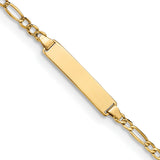 14k Semi-Solid Polished Figaro ID Bracelet