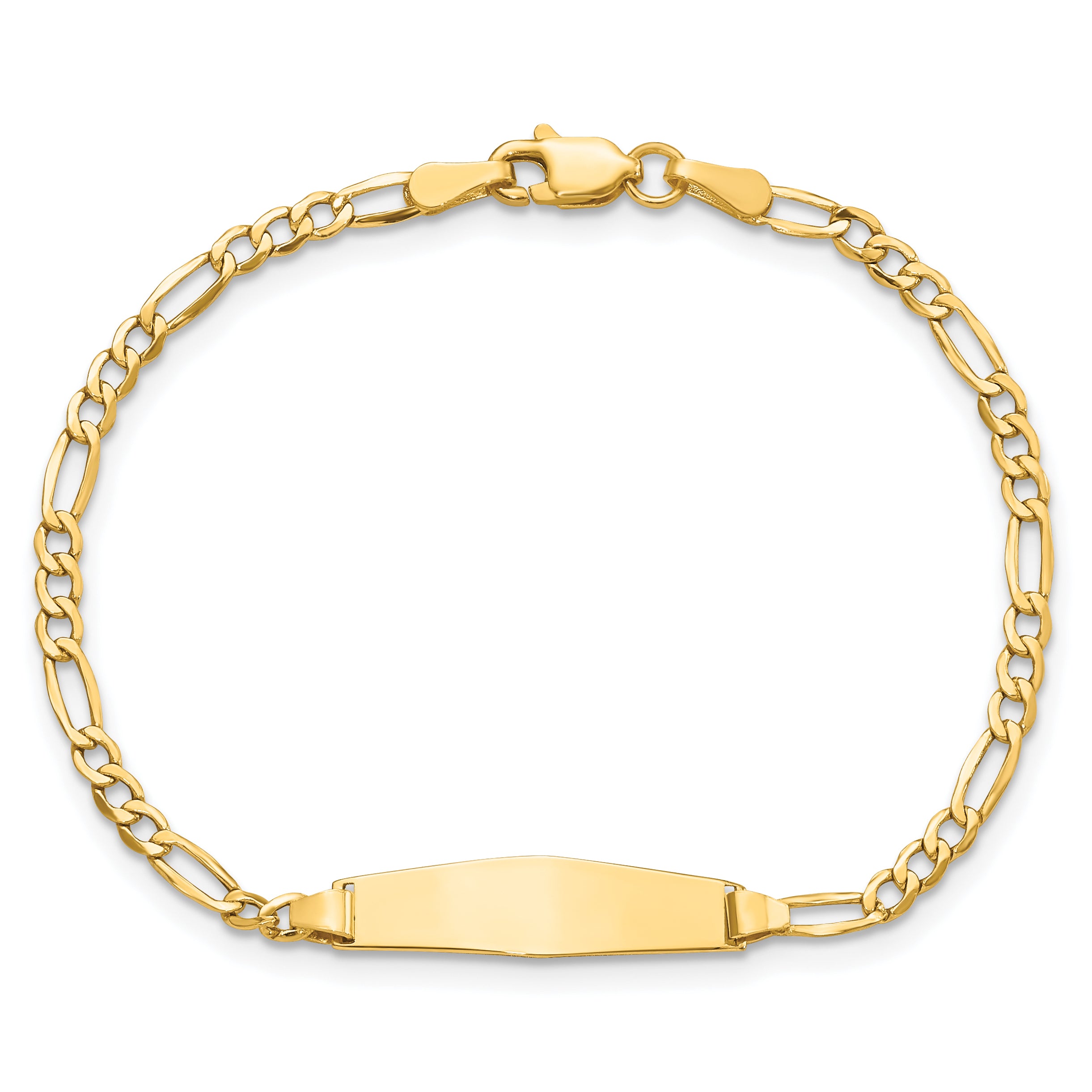 14k Semi-Solid Soft Diamond Shape Figaro ID Bracelet