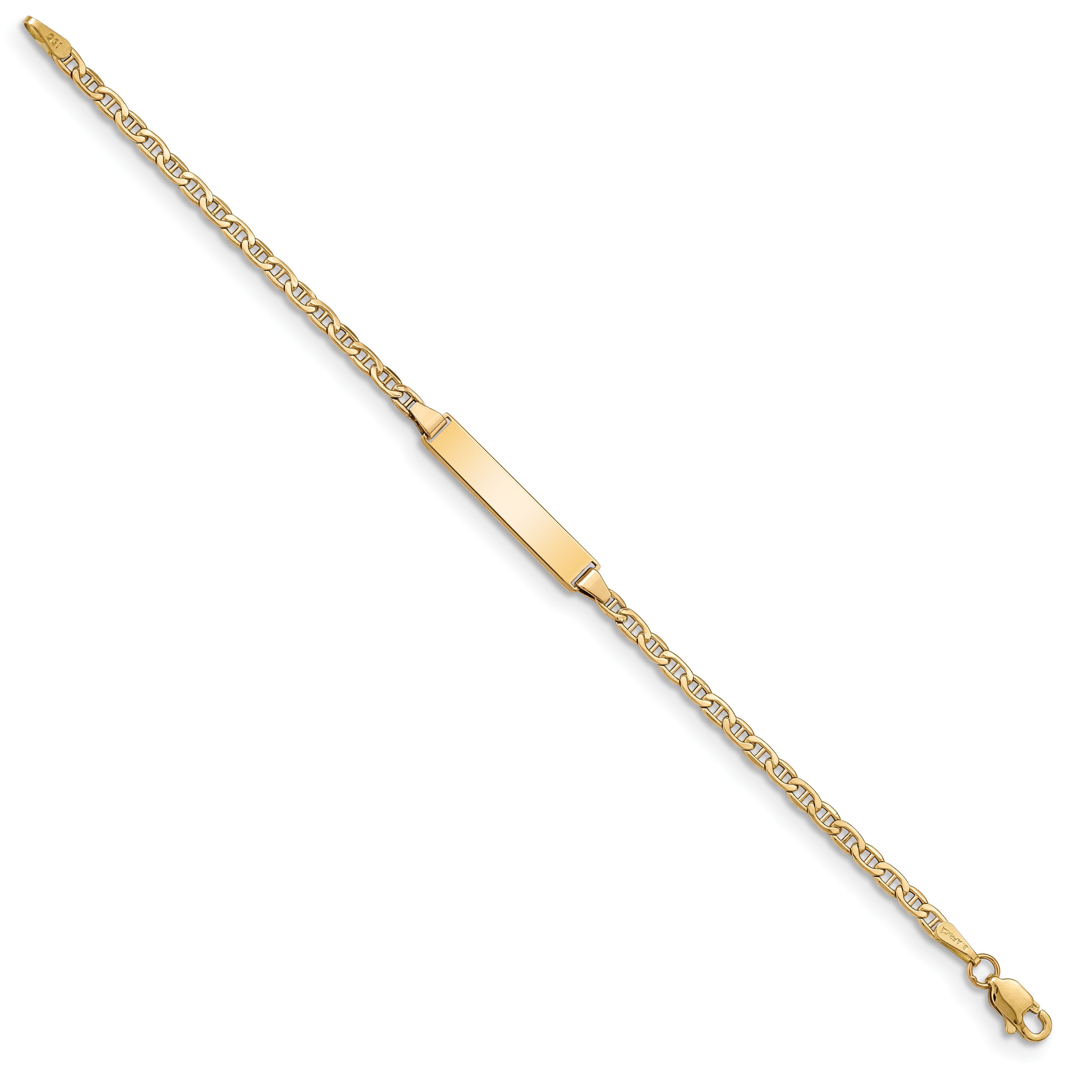 14k Semi-Solid Polished Anchor  ID Bracelet