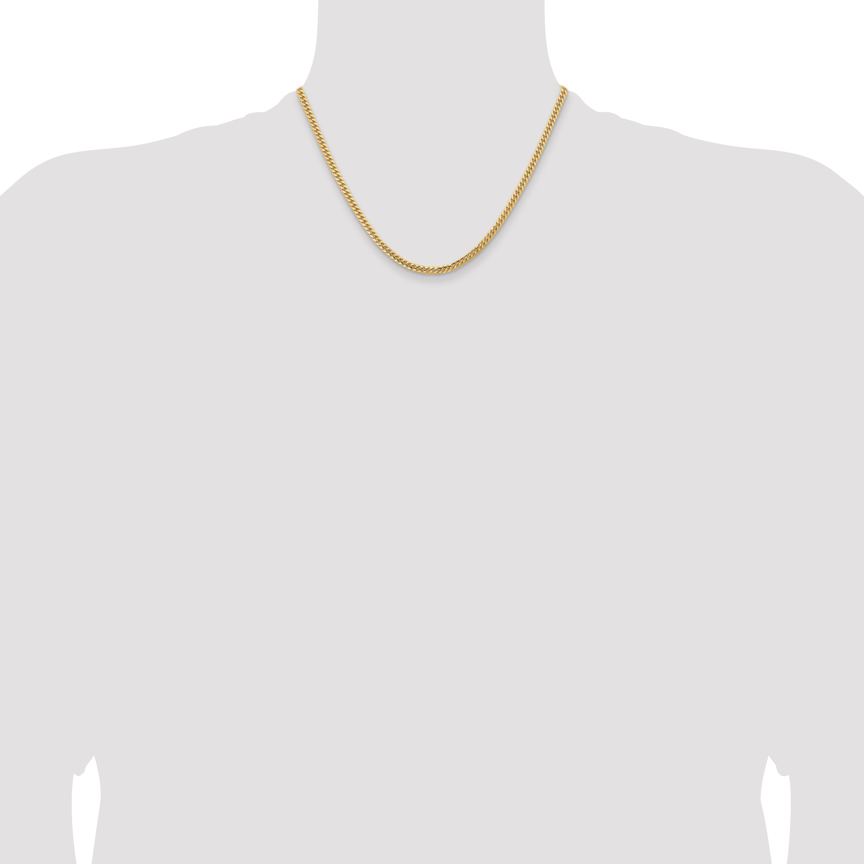 14k 3.5mm Solid Miami Cuban Chain
