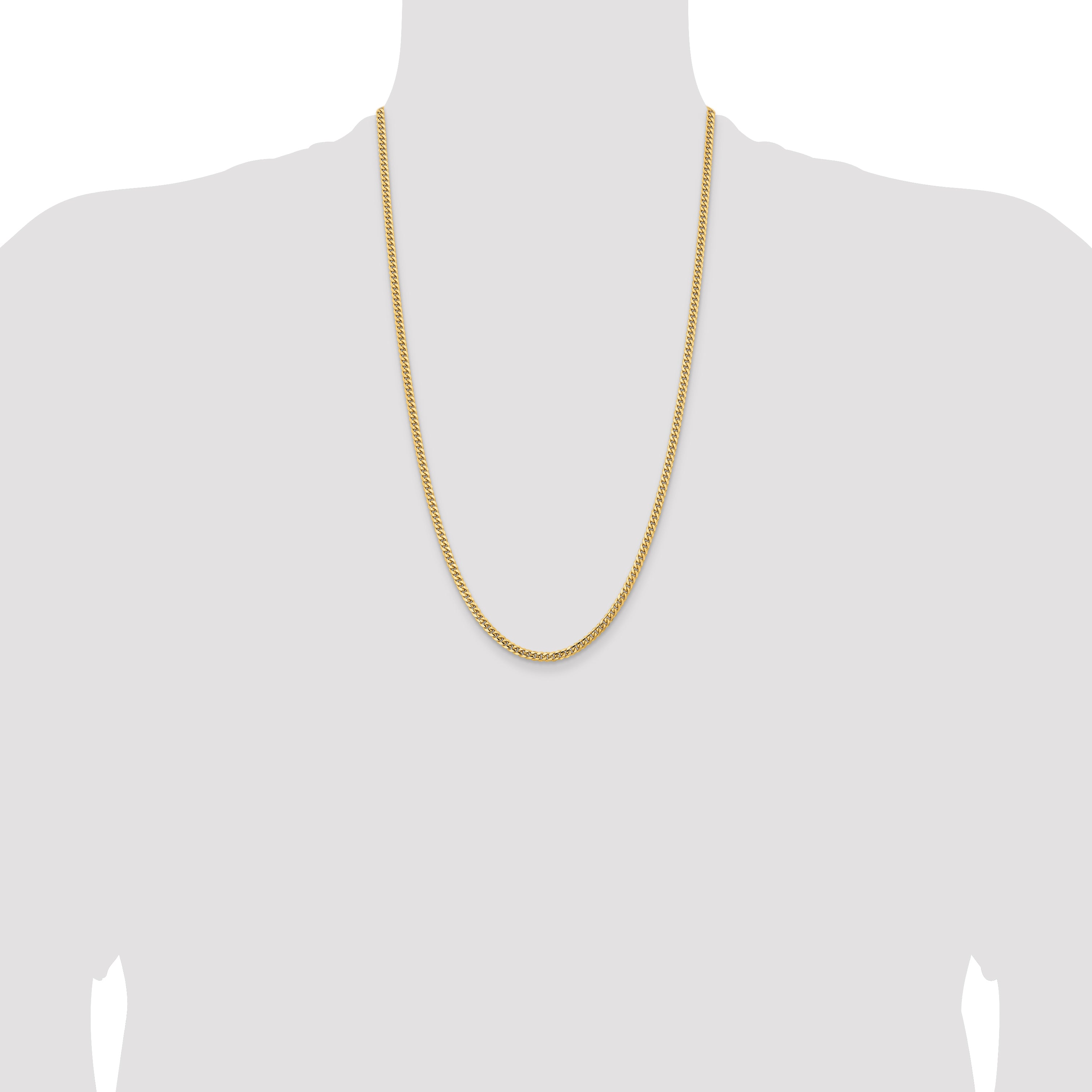 14k 3.5mm Solid Miami Cuban Chain